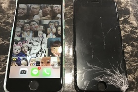iPhone6:画面破損修理｜バキバキからの修理でキレイな画面に♬の施工前画像