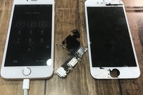 iPhone修理:6Sガラス割れ修理交換が修理代金全額補償！の施工前画像